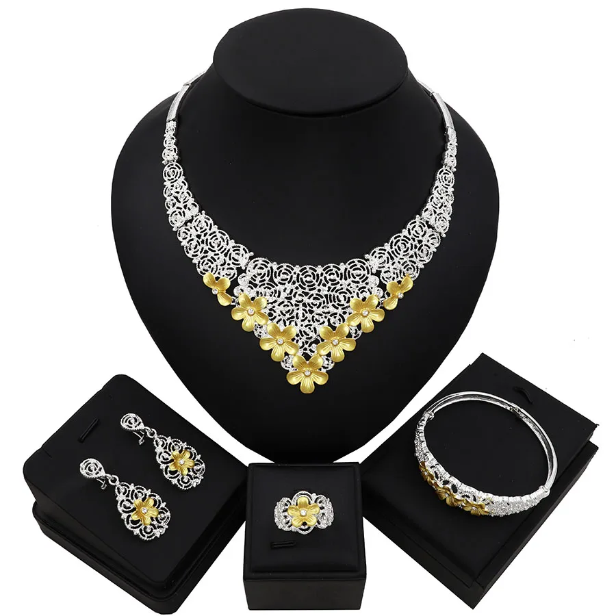 

TSROUND Jewelry Set Abstract Flower Pendant Pattern Necklace Earrings Set for Women Engagement Popular Best Exquisite Gifts