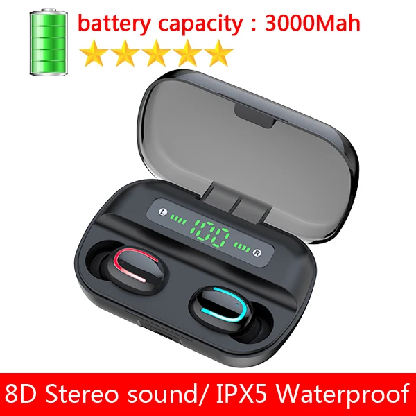battery 3000 MAH CBAOOO Q76 TWS 5,0 настоящие беспроводные Bluetooth наушники для Xiaomi Redmi гарнитура стерео звук наушники двойной микрофон - Цвет: battery 3000 MAH