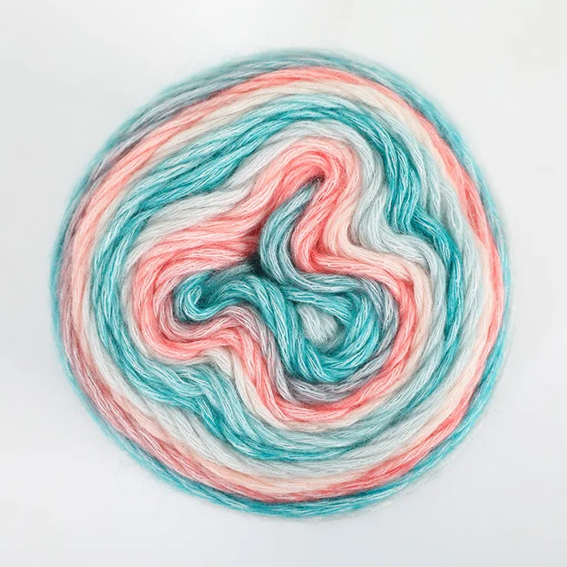 1pc Gradient Cake Line Rainbow Autumn Winter Sweater Scarf Hat Hand Knitting DIY Hook Bar Needle Medium Fine Wool Yarn 100g/Ball 1156