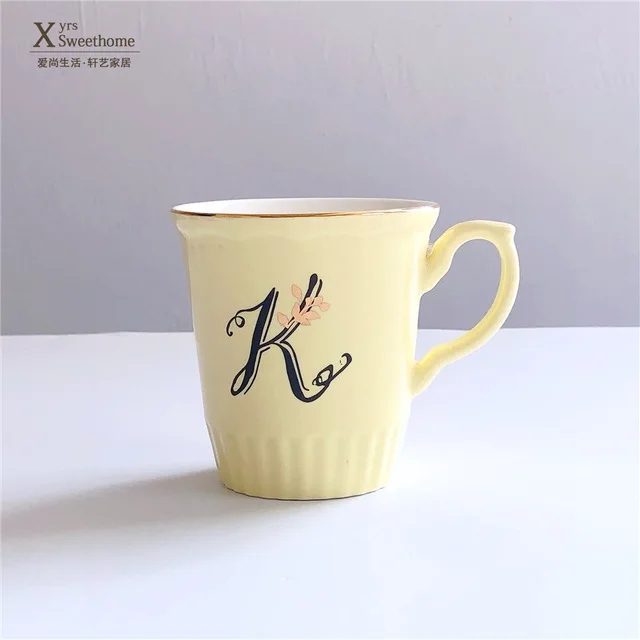 02 style Изысканный индивидуальный Алфавит керамическая кружка для кофе экспорт японская чайная чашка отправить подруг свадебный подарок - Цвет: 02 style