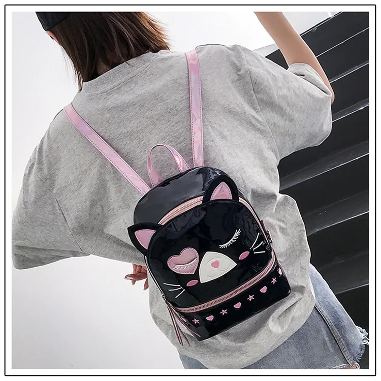 Голографическая Модные женские подростковый рюкзак для девочек «милый котенок» Прозрачные лазерные конфеты Рюкзак Школьная Сумка женская школьная сумка