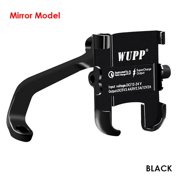 Rearview Black Vmonv Rorating держатель для телефона на руль мотоцикла USB быстрое зарядное устройство 3,0 велосипедный держатель заднего вида для 4-6,5 дюймов крепление для мобильного телефона - Цвет: Rearview Black