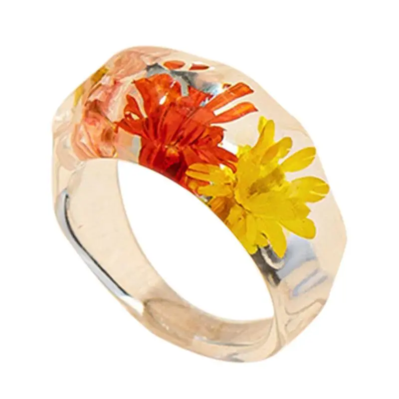 1 шт. кольцо из смолы модное прозрачное винтажное цветочное украшение на палец