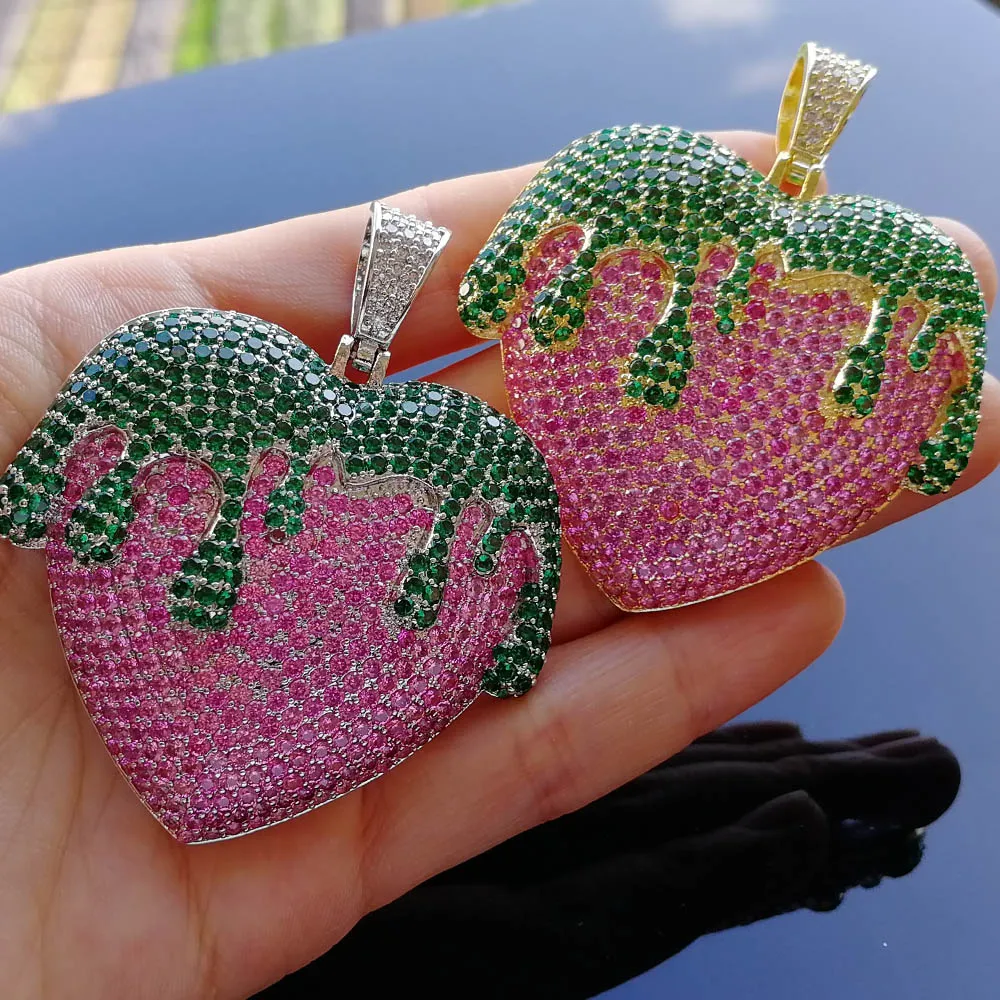 Bling Большие Подвески клубника Для мужчин и Для женщин Цепочки и ожерелья блестящие украшения подарок CN504