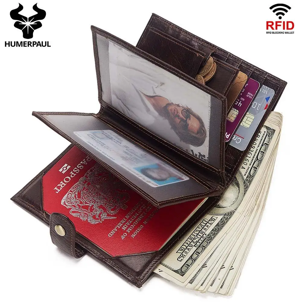 Ретро Классический держатель для паспорта унисекс RFID кошелек верхний слой