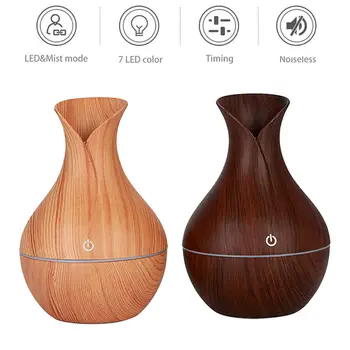 

130ml Creative Vase USB LED Ultrasonic Aroma Humidifier Essential Oil Diffuser Air Purifier-Charcoal