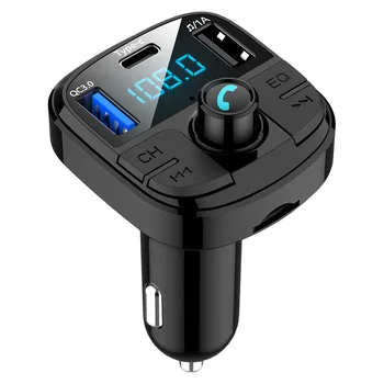 最新ハンズフリーワイヤレス黒 Bluetooth FM トランスミッタカーキット MP3 音楽プレーヤー QC3.0 2.4A 高速デュアル USB 充電器電源アダプタ