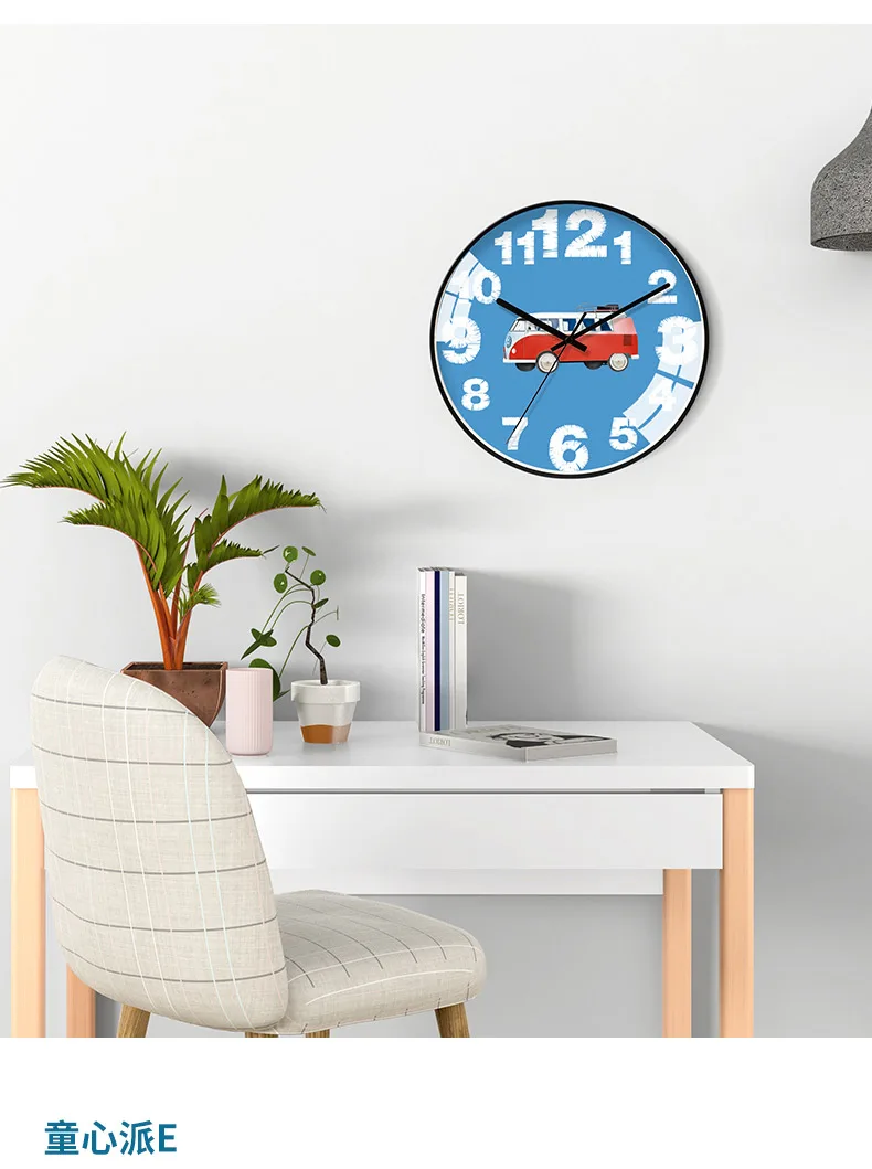 Cartoon Wall Clock Art Design Children Stylish Minimalist Wall Clock Quartz Reloj Pared Grande Bedroom Home Decor SS60WC