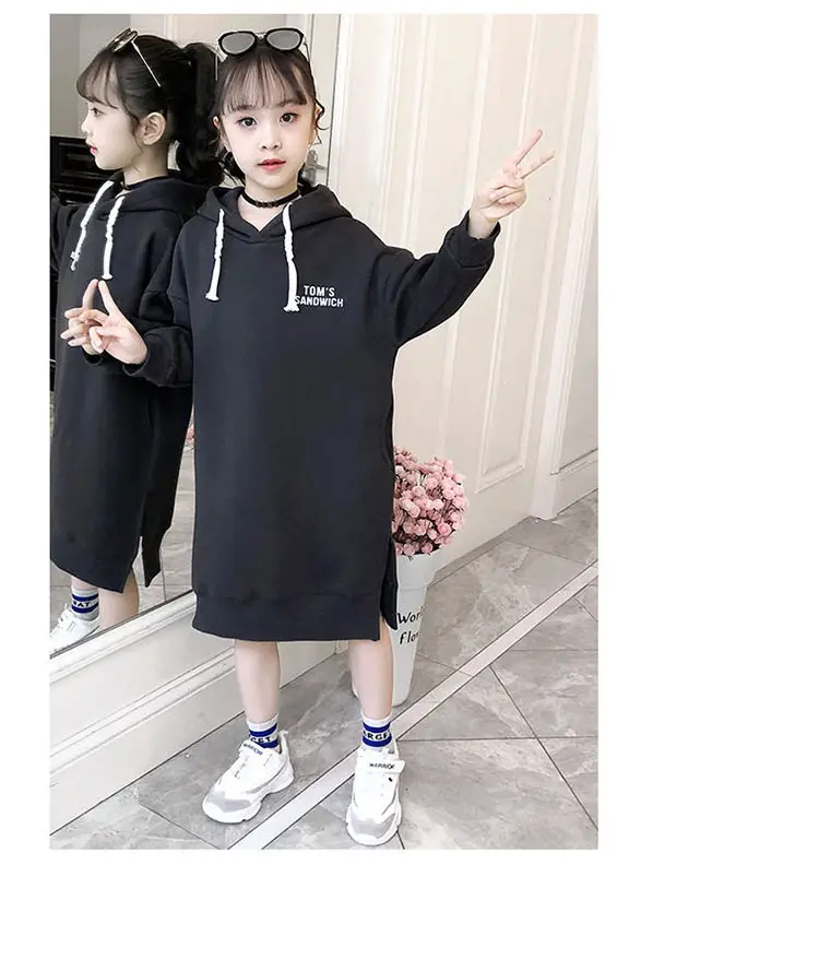 三色连帽长款卫衣_12