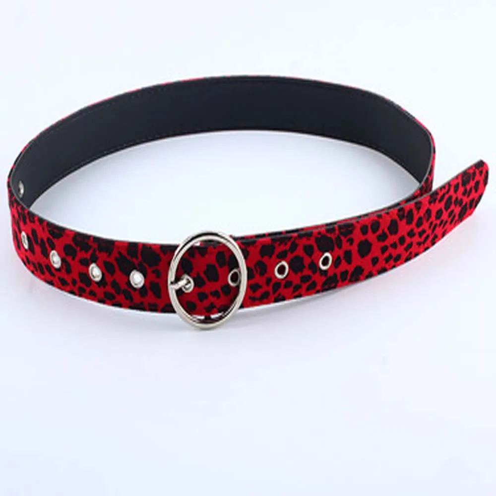 round red New Woman Lady Leopard Print Dress Strap Waist Belts Female Fashion Clothing Accessories Girls Adjustable Decoration Waistband - Цвет: round red