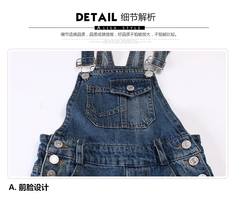 Spring Childrenswear New Style Girls' Overalls Jeans Casual Pants 6-8-10-14-Year-Old Fashion Crawler