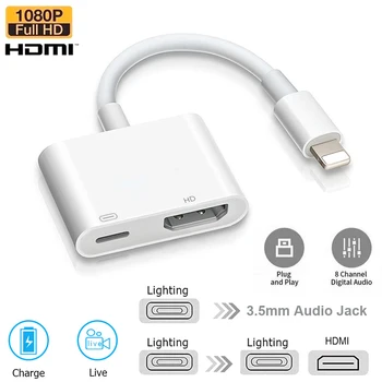 

Lightning To HDMI 8 Pin To HDMI Converter For Iphone To HDMI AV Adapter Converter For IPhone XR 11 For IPad Audio Video Adapter