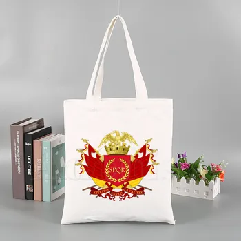 

SPQR Rome Latin Simple Women Package Elegant Canvas Bag Handbags Shoulder Bags Casual Shopping Girls Handbag