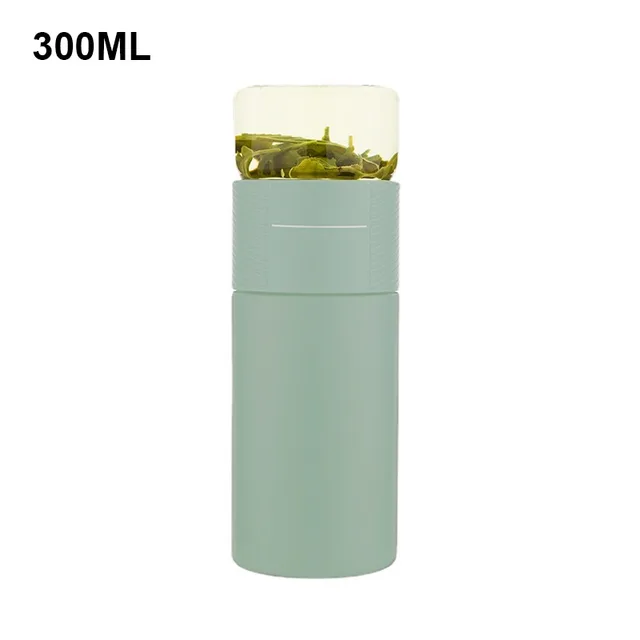 Insulated Cup with Filter 316 Stainless Steel Tea Bottle Tea Infuser Vacuum Cup with Glass Infuser Separates Tea and Water 500ML green 300ml