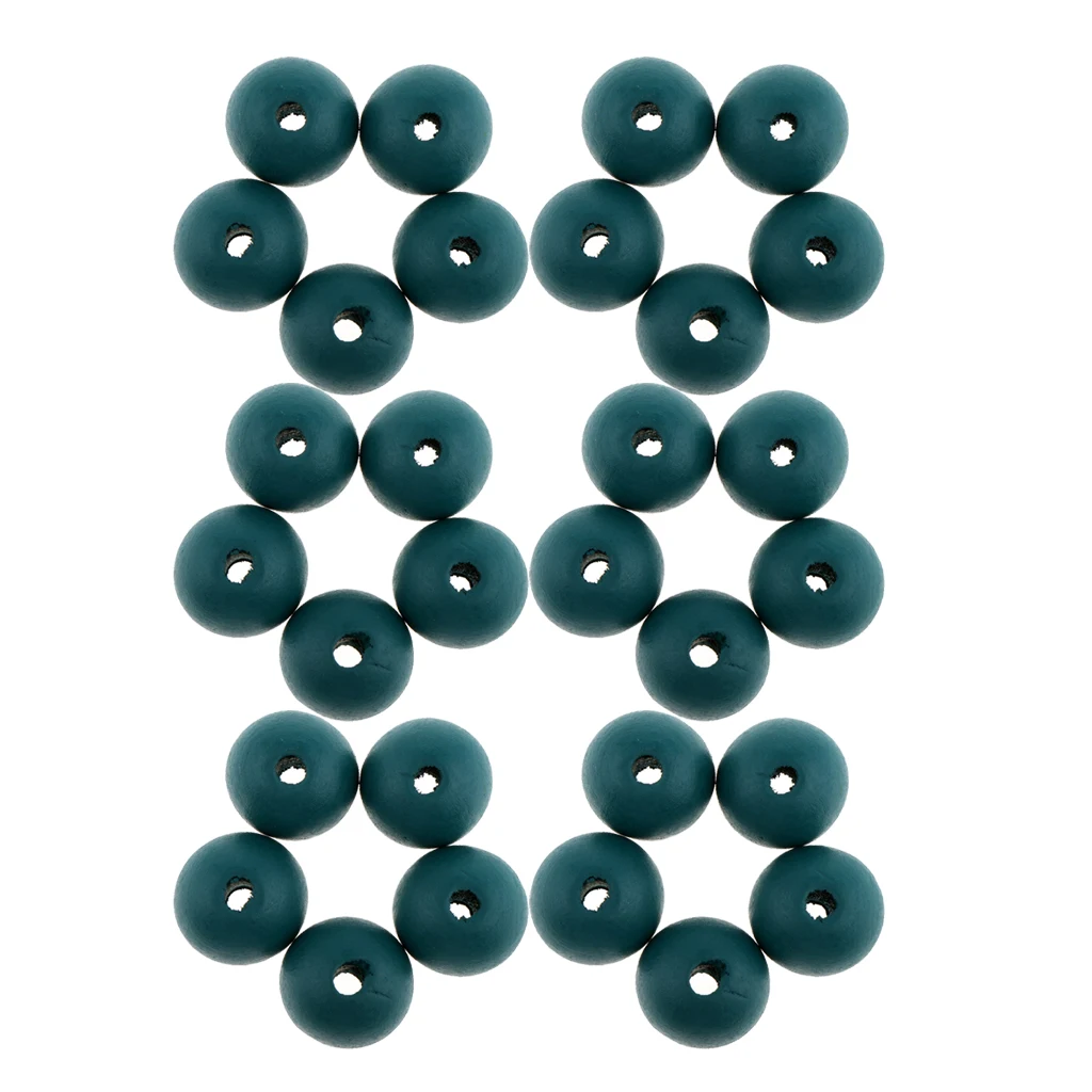 30 Pieces Round Ball Wood Spacer Beads DIY Necklaces Bracelets Jewelry Findings Charms 18mm Sewing Craft 