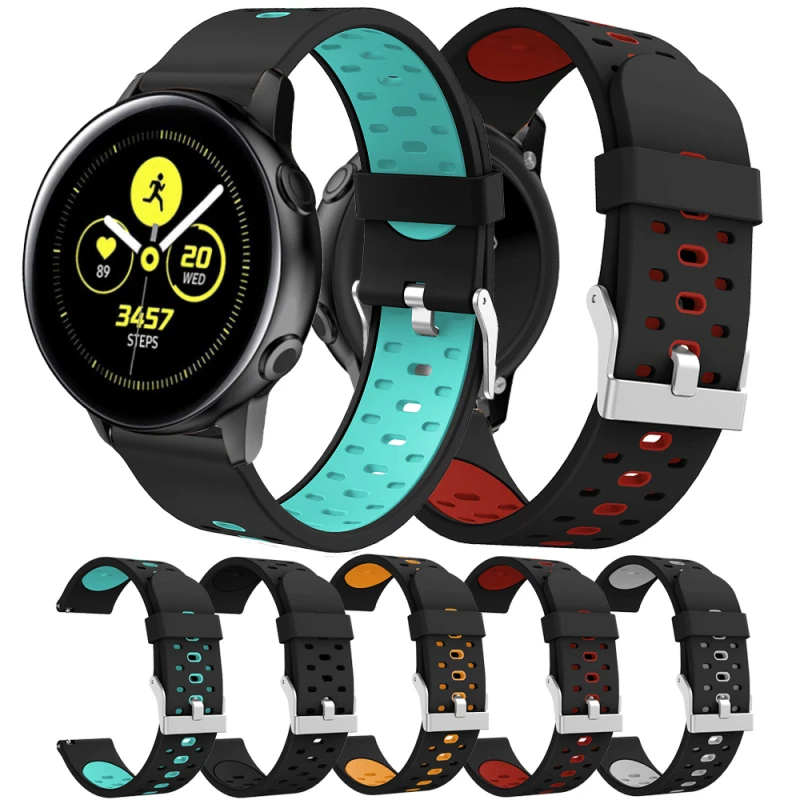 

Silicone Strap Bracelet For Huami Youth Edition for Samsung active three-row hole two-color silicone belt watch band replacement