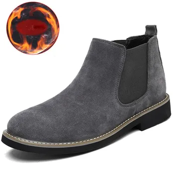 

Winter Men Boots Fashion Chelsea Boots Male Warm Plush Shoes Outdoor Safety Working Botas Ankle Snow Boots Men Dropshipping Shoe