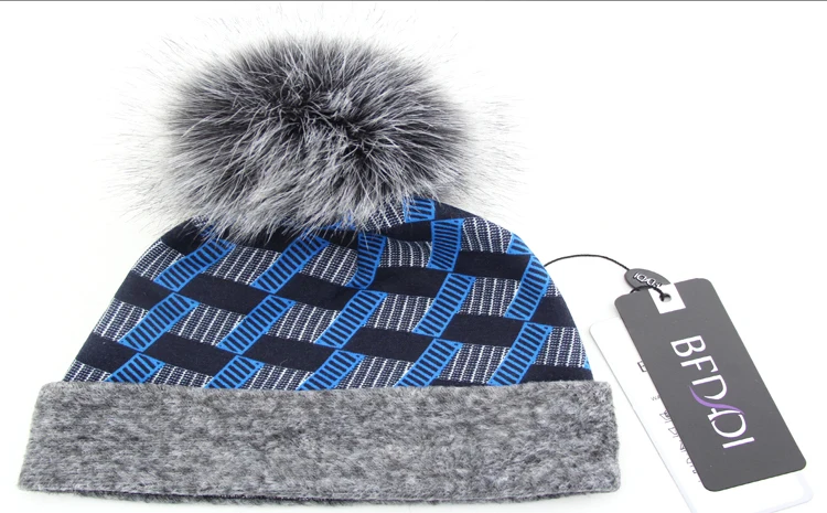 BFDADI, осенне-зимние шапочки, шапка унисекс, вязаная Лыжная Шапка кэжуал с искусственным мехом, с принтом, Лыжная шапка