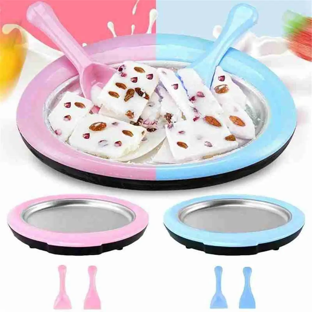 Ice Cream Maker Instant Ice Cream Rolled Pan with 2 Spatulas Fruit Sweet  Spot Sorbet Frozen Yogurt Homemade Roller Plate - AliExpress