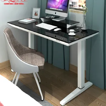

Electric lifting computer table tempered glass standing type lifting table simple computer desk