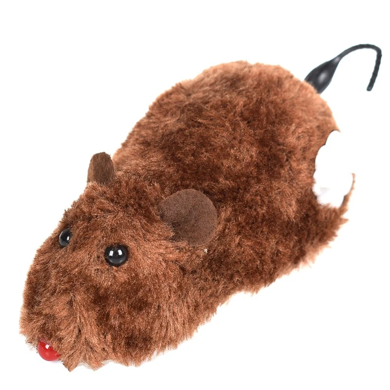 2020 New Interactive Toys Funny Clockwork Spring Power Plush Mouse Toy Cat Dog Playing Toy Mechanical Motion Rat Pet Accessories