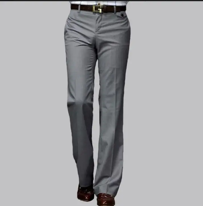 Новые модные белые расклешенные брюки мужские корейские узкие деловые прямые брюки Британская мода Молодежные повседневные брюки - Цвет: Серый