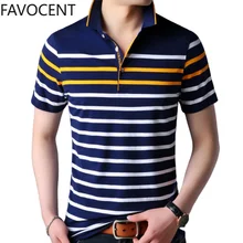 Летняя новинка, Мужская рубашка поло, деловая, повседневная, в полоску, короткая, дышащая, рубашка поло, модная мужская одежда, тонкая, поло, Homme