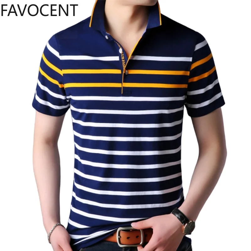 

Summer New Mens Polo Shirt Business Casual Commute Striped Short Breathable Polo Shirt Fashion Mens Clothing Slim Polo Homme
