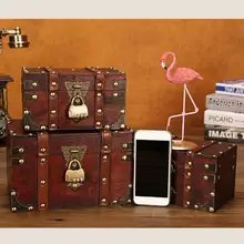 Caja decorativa del Cofre del Tesoro de cuero, caja decorativa de madera, caja de maleta de estilo Vintage