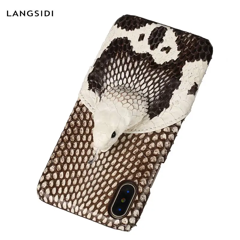 

Genuine Leather Snakeskin phone case For Apple iPhone X XS 11 11Pro 11 Pro MAX XS max XR 6 7 8 plus 5 se 6s 3D Cobra head Luxury