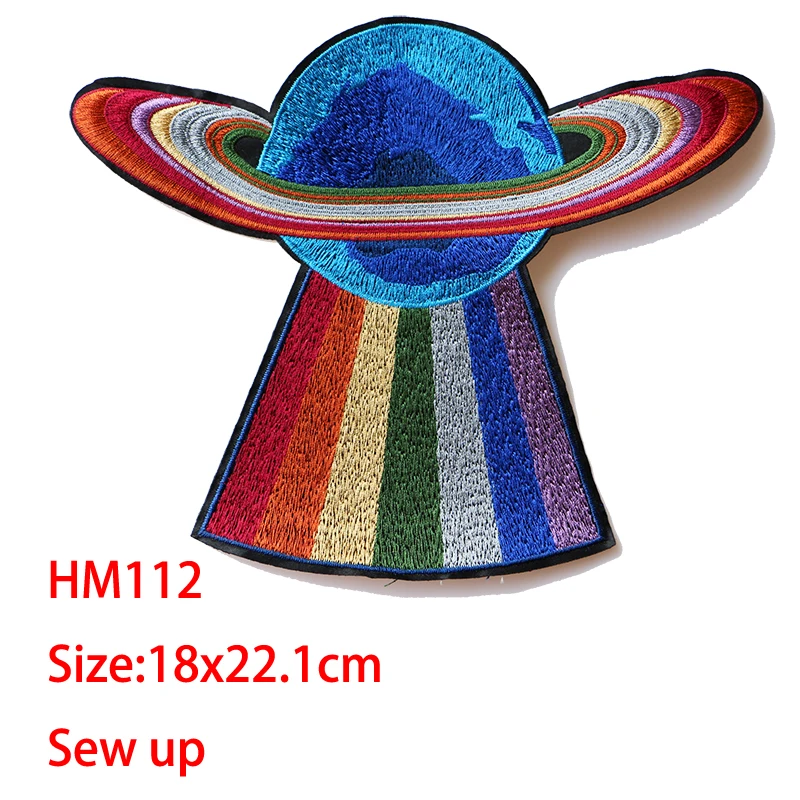 

Cartoon Decorative Patch UFO,Earth icon Embroidered Applique Patches For DIY Iron on Badges Stickers on backpack,the Clothes