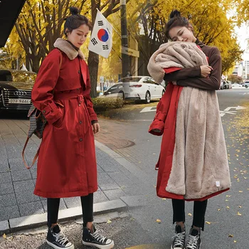 

2020 Winter New Parka Korean Style Loose Cotton Coat Women's Mid-Length Thickened Cotton-Padded Coat over the Knee Overalls