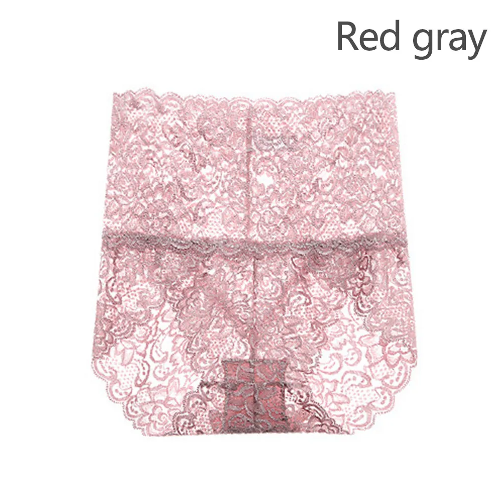 red gray Сексуальное женское кружевное нижнее белье, трусики с высокой талией, кружевные трусики, нейлон+ хлопок, нижнее белье, короткое эластичное цветочное Ночное нижнее белье - Цвет: red gray