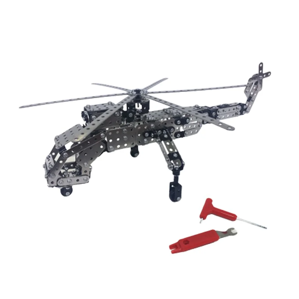  632 PCS DIY Assembling Lifting Helicopter Alloy Assembled Building Blocks Educational Toys DIY Unas