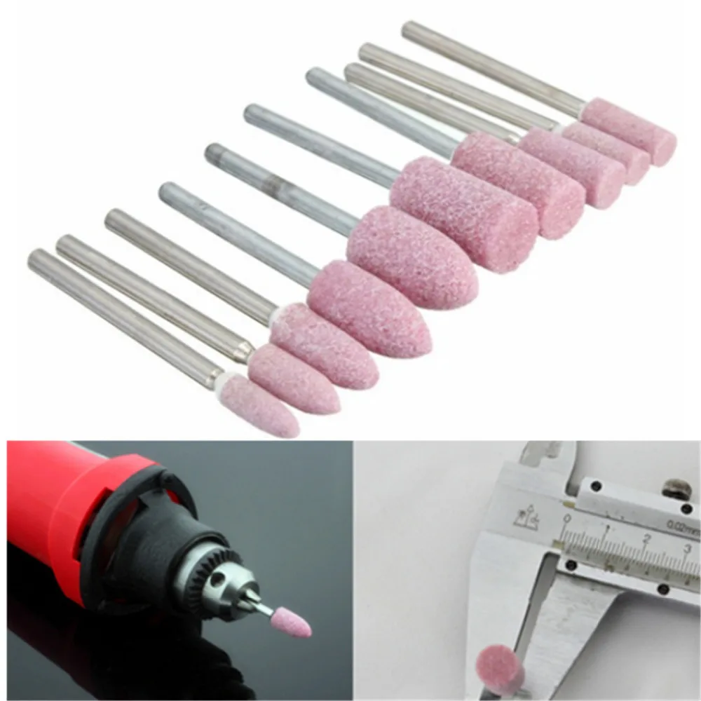10 шт./компл. цилиндрический абразивный камень для вращающихся инструментов Dremel