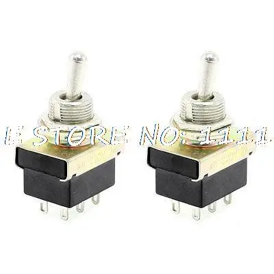 

2 Pcs ON-ON 6-Terminals Double Pole Dual Throw Toggle Switch 3A/220VAC