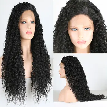 

Bombshell Heavy Density Deep Kinky Curly Synthetic 13*3 Inch Lace Front Wig Heat Resistant Fiber Natural Hairline Side Parting