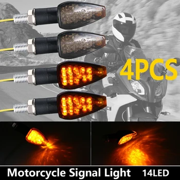 

4PCS Motorcycle Black 14 LED Turn Signal Indicators Blinker Amber light Universal Signal Light