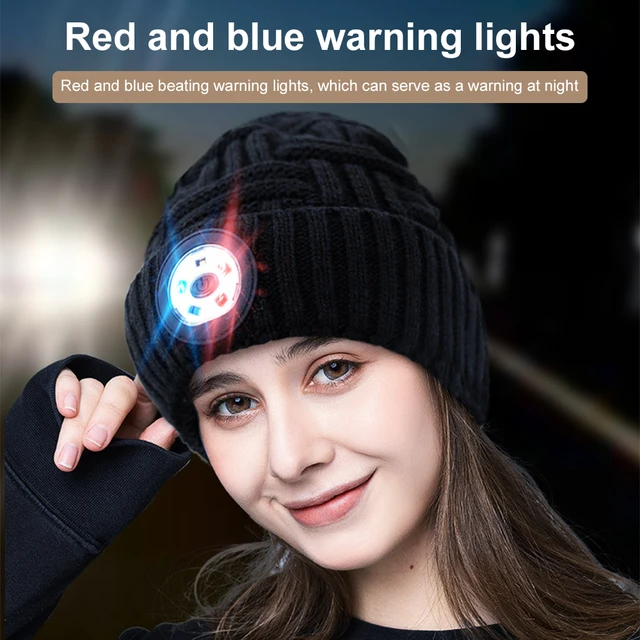 2021 LED Headlight Beanie Hat Headlight Knitted Hat Outdoor Night Running Cycling Lighting Headlight Headlamp Christmas