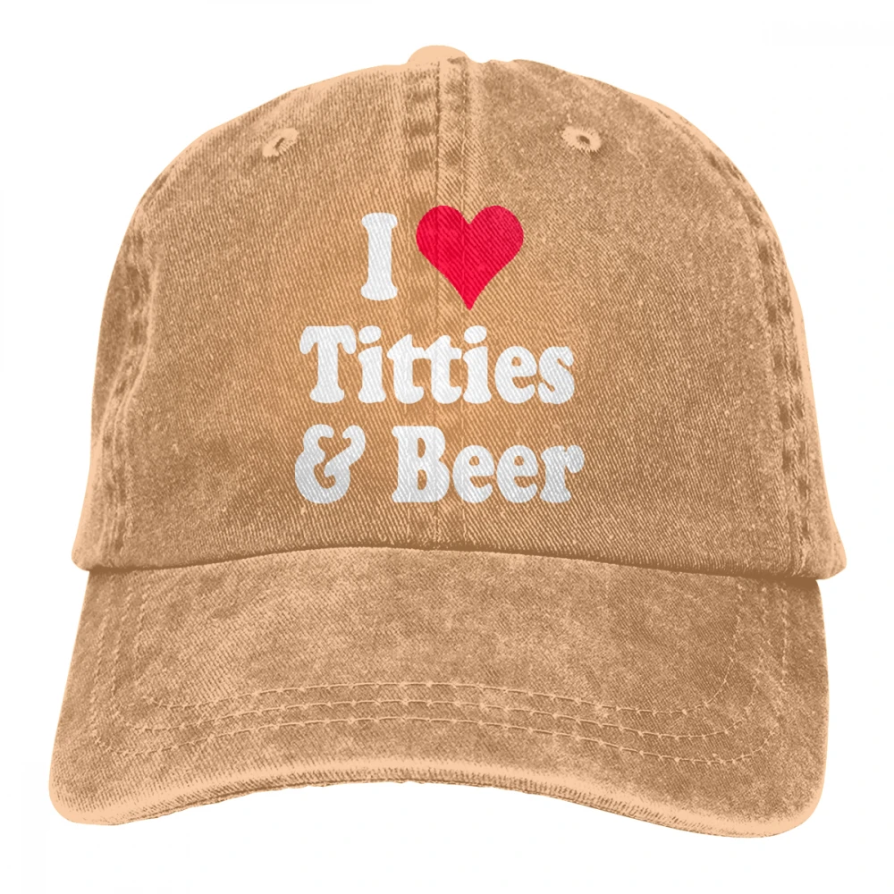 I Love Titties And Beer Casquette черные унисекс Мужские Женские джинсовые бейсболка с ремешком кепки Регулируемая шляпа для гольфа папа - Цвет: Хаки