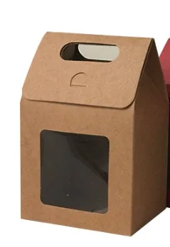 Подарочная коробка с оконной ручкой, крафт-бумажный пакет, свадебные подарочные конфетные вечерние пакеты для выпечки печенья, упаковочные пакеты - Цвет: Brown