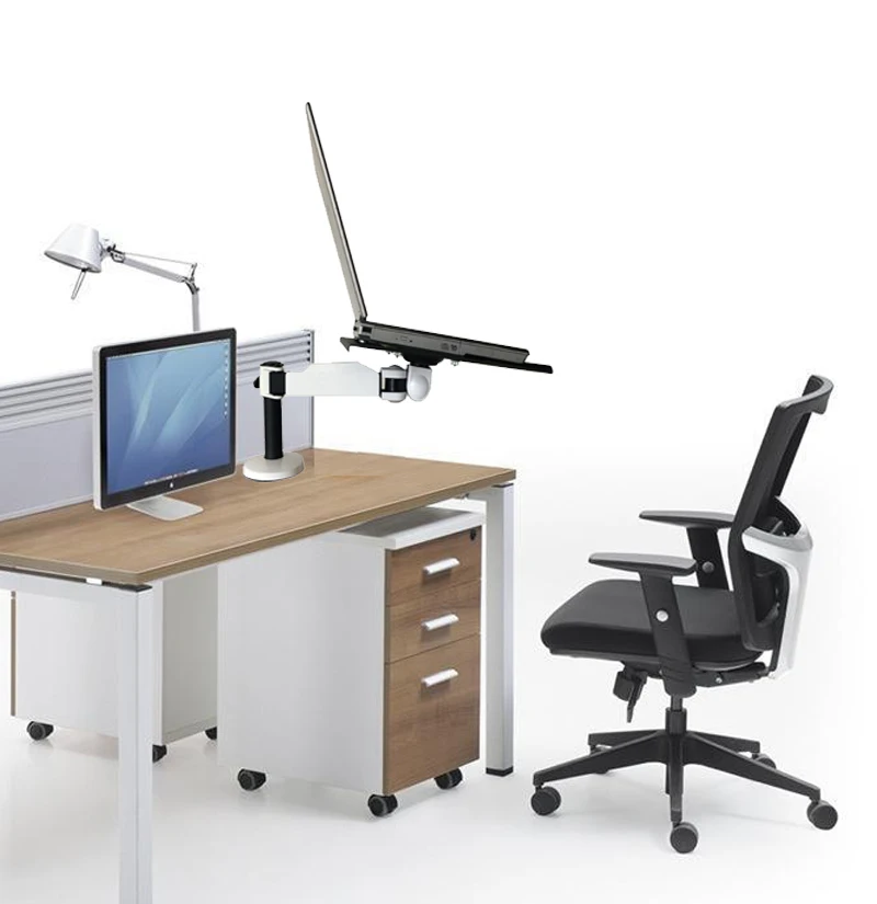 DL-AK10 10"-17" Tablet PC Holder and Laptop Stand Holder single arm Office Desktop bracket clamp base 10kg 0-85mm desk white
