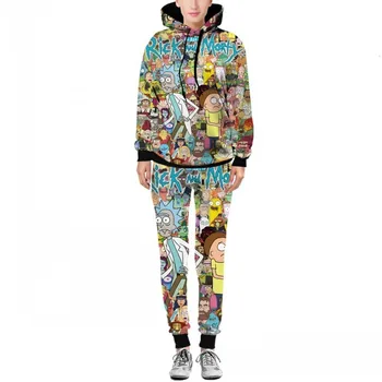 

Rick and Morty Printed Hooded Autumn Pants Hip Hop Men 2020 New Fashion Hot Sale Sweaters With Pants Sets Male Hoodies Pullovers
