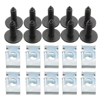

20pcs U-shape Clip Chassis Engine Guard Metal Nut Screw Washers Car Fender Bumper Cross Head Screws Fit For BMW