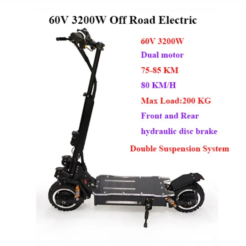 3200W 60V25AH 3200W 60V электрический скутер, способный преодолевать Броды для взрослых Escooters Электрический скейтборд E скутер Электрический E-ножной скутер Patinete Electrico - Цвет: 3200W 60V25AH