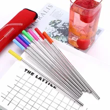 Многоразовые, для питья соломы изогнутые/Прямая нержавеющая сталь мета с силиконовым покрытием