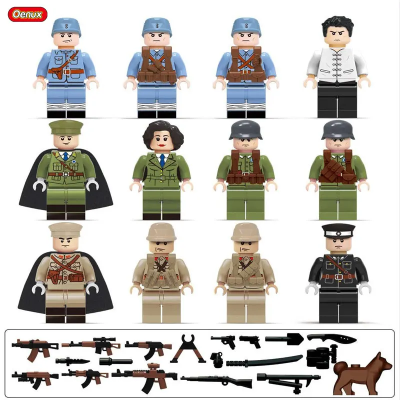 Oenux, серия WW2, мини немецкие армейские фигурки, строительные блоки, 2 мировая война, военный блок, кирпичная игрушка для детей, рождественский подарок - Цвет: German Army 14