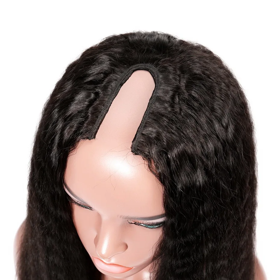 Кудрявые прямые волосы u-часть парик Remy ms lula 8-28 дюймов длинный черный натуральный парик бразильский Upart человеческие волосы парики для женщин