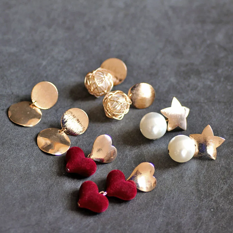 Аксессуары для сережки DIY 18K позолоченные серьги-гвоздики круглые пятиконечные звезды серьга-гвоздик сердечко материал для серег кулон