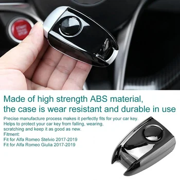 

For Alfa Romeo Giulia 2017-2020 Key Case for Car oto aksesuar ABS Glossy Black Car Key Fob Case Cover Shell Fits